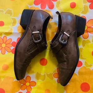 VTG 1980s Brown Buckle Booties